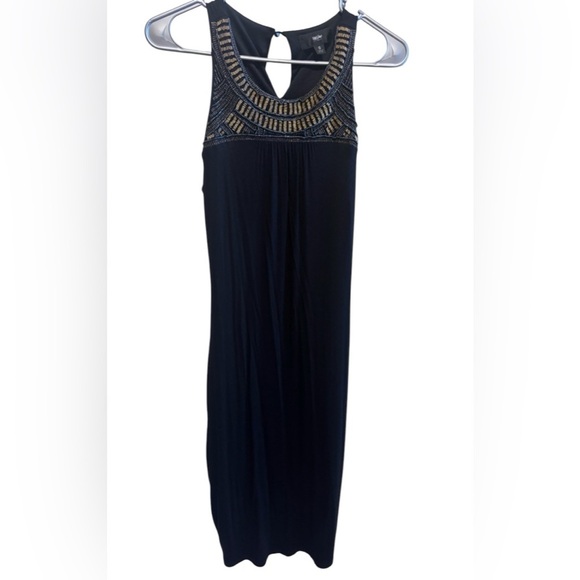 Mossimo Black Beaded Neckline Sleeveless Maxi Dress Lined Round Neck Sz S - Picture 1 of 8